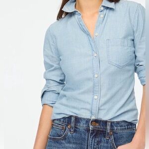 Massimo Supply Co Light Blue Chambray Denim Jean Button Down Shirt